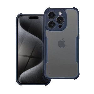 Apple iPhone 14 Pro Max, Szilikon tok, közepesen ütésálló, légpárnás sarok, akril hátlap, Anti-Drop Case, átlátszó/sötétkék