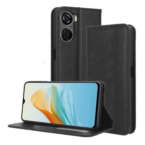 ZTE Blade V50 Design, Oldalra nyíló tok, stand, mozaik minta, fekete