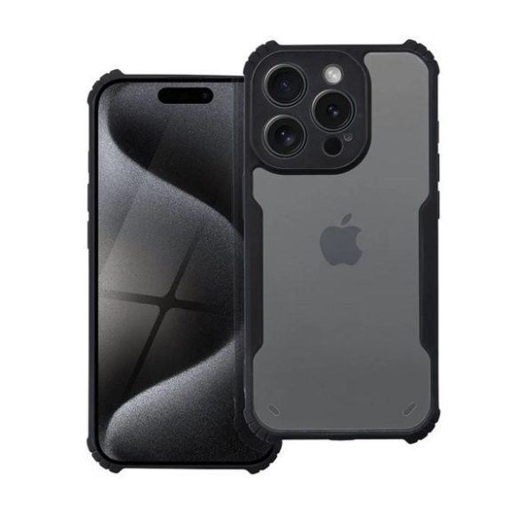 Apple iPhone 14 Plus, Szilikon tok, közepesen ütésálló, légpárnás sarok, akril hátlap, Anti-Drop Case, átlátszó/fekete