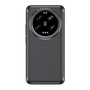 Xiaomi 14 Ultra, Szilikon tok, közepesen ütésálló, légpárnás sarok, karbon minta, fekete