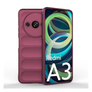 Xiaomi Redmi A3, Szilikon tok, közepesen ütésálló, 3D minta, bordó