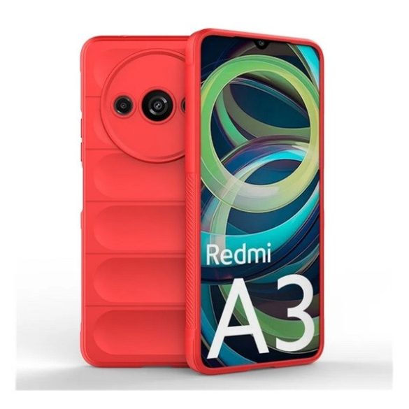 Xiaomi Redmi A3, Szilikon tok, közepesen ütésálló, 3D minta, piros