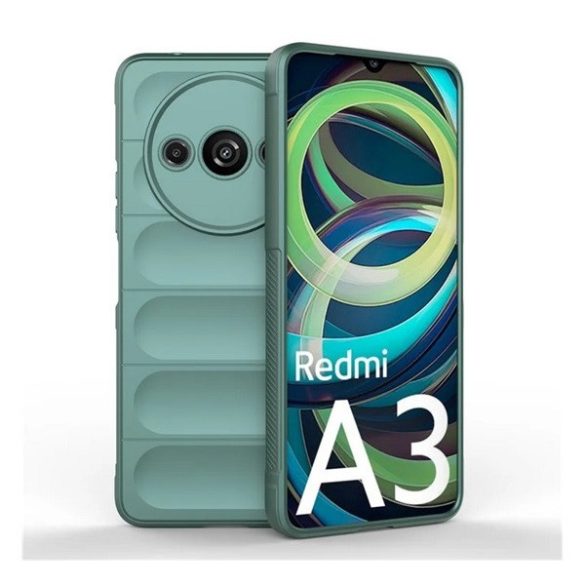 Xiaomi Redmi A3, Szilikon tok, közepesen ütésálló, 3D minta, sötétzöld