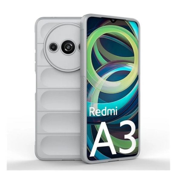 Xiaomi Redmi A3, Szilikon tok, közepesen ütésálló, 3D minta, világosszürke