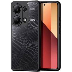 Xiaomi Redmi Note 13 Pro 4G / Poco M6 Pro 4G, Műanyag hátlap védőtok + szilikon keret, hullám minta, Dux Ducis Aimo, áttetsző/fekete