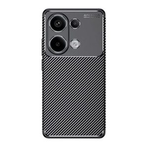 Xiaomi Redmi Note 13 Pro 4G / Poco M6 Pro 4G, Szilikon tok, közepesen ütésálló, légpárnás sarok, karbon minta, fekete