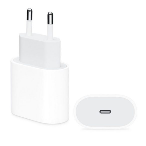 Hálózati töltő adapter, 20W, USB Type-C aljzat, gyorstöltés, PD, MHJE3ZM/A utódja, Apple, fehér, gyári