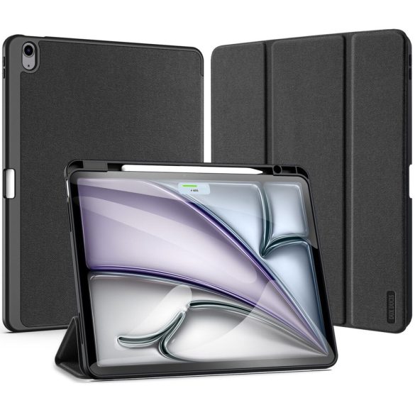 Apple iPad Air 13 (2024 / 2025), mappa tok, Smart Case, érintőceruza tartó, Dux Ducis Domo, fekete