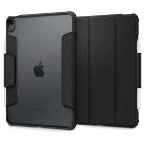 Apple iPad Air (2020 / 2022) / iPad Air 11 (2024 / 2025), mappa tok, közepesen ütésálló, levehető előlap, Apple Pencil tartóval, Smart Case, Spigen AirSkin Pro, fekete