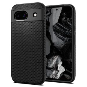 Google Pixel 8a, Szilikon tok, Spigen Liquid Air, háromszög minta, fekete