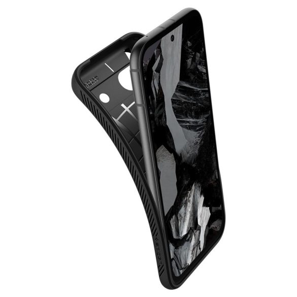 Google Pixel 8a, Szilikon tok, Spigen Liquid Air, háromszög minta, fekete