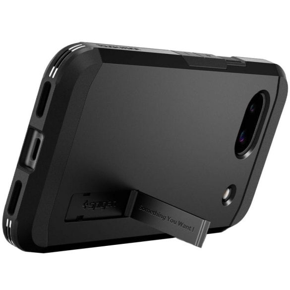 Google Pixel 8a, Szilikon tok + műanyag hátlap, kitámasztóval, Spigen Tough Armor, fekete