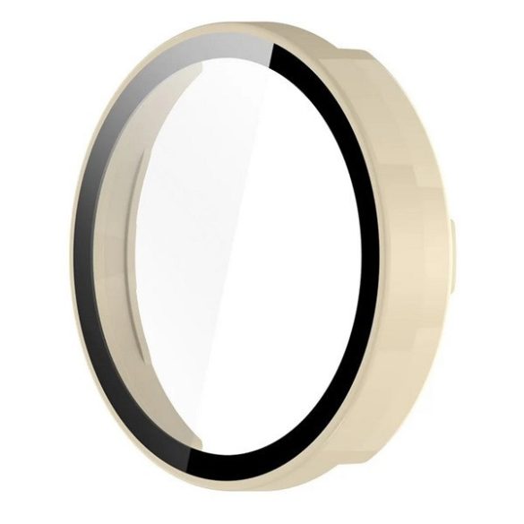 Garmin Lily 2 / Lily 2 Active, Műanyag védőkeret, kijelzővédő üveggel, közepesen ütésálló, szíj nélkül, krém