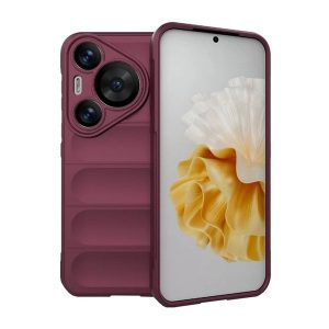Huawei Pura 70 Pro / 70 Pro Plus, Szilikon tok, közepesen ütésálló, 3D minta, bordó