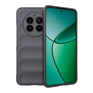 Realme 12 4G / 12 Plus, Szilikon tok, közepesen ütésálló, 3D minta, sötétszürke