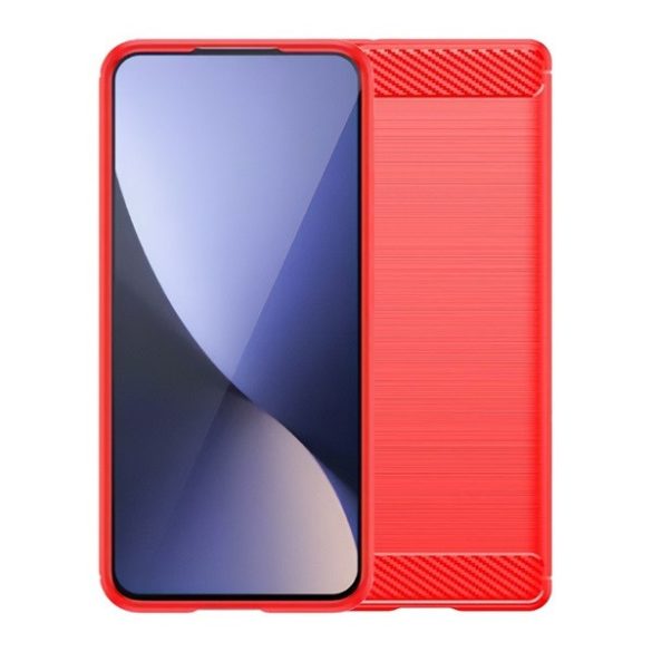 Realme 12x, közepesen ütésálló, szálcsiszolt, karbon minta, piros