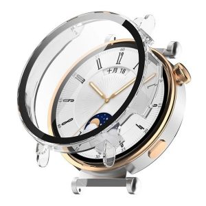 Huawei Watch GT4 (41 mm), Műanyag védőkeret, kijelzővédő üveggel, közepesen ütésálló, szíj nélkül, átlátszó
