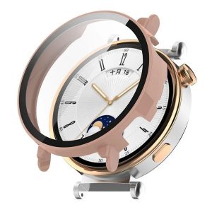 Huawei Watch GT4 (41 mm), Műanyag védőkeret, kijelzővédő üveggel, közepesen ütésálló, szíj nélkül, rózsaszín