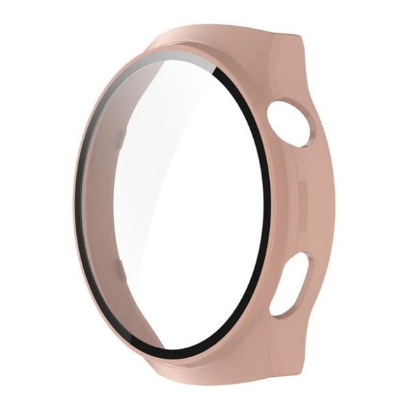 Huawei Watch 4 Pro, Műanyag védőkeret, kijelzővédő üveggel, közepesen ütésálló, szíj nélkül, rózsaszín