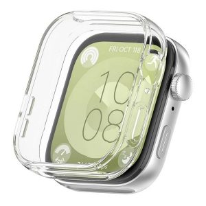 Huawei Watch Fit 3, Szilikon védőkeret, közepesen ütésálló, szíj nélkül, átlátszó