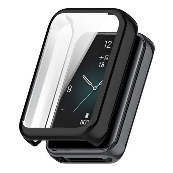 Huawei Honor Band 9, Szilikon védőkeret, közepesen ütésálló, szíj nélkül, fekete
