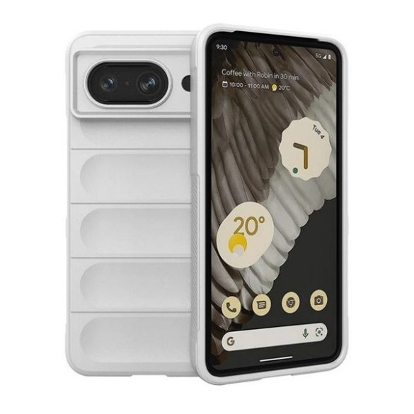 Google Pixel 8, Szilikon tok, közepesen ütésálló, 3D minta, fehér