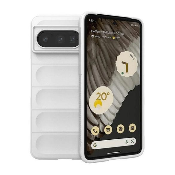 Google Pixel 8 Pro, Szilikon tok, közepesen ütésálló, 3D minta, fehér