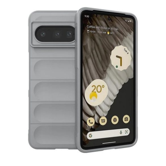 Google Pixel 8 Pro, Szilikon tok, közepesen ütésálló, 3D minta, világosszürke