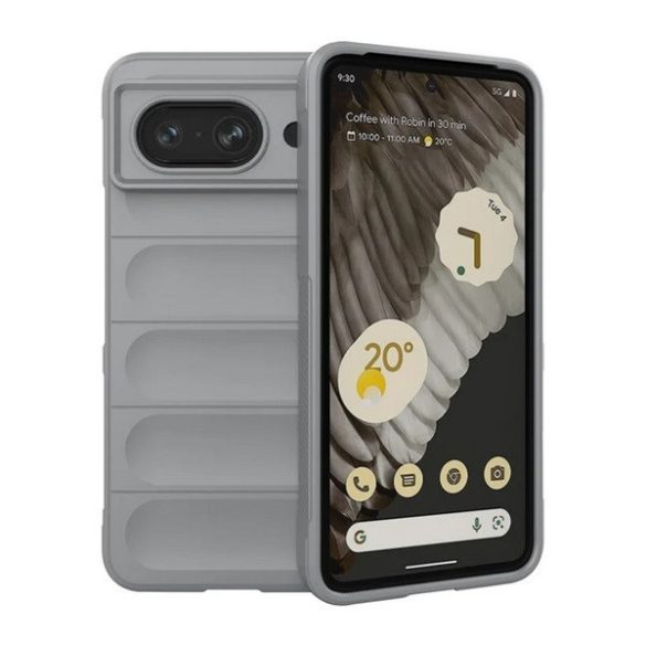 Google Pixel 8, Szilikon tok, közepesen ütésálló, 3D minta, világosszürke
