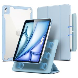 Apple iPad Air (2020 / 2022) / iPad Air 11 (2024), mappa tok, Smart Case, mágneses rögzítés, csatos záródás, átlátszó hátlap, ESR Rebound Hybrid 360, világoskék