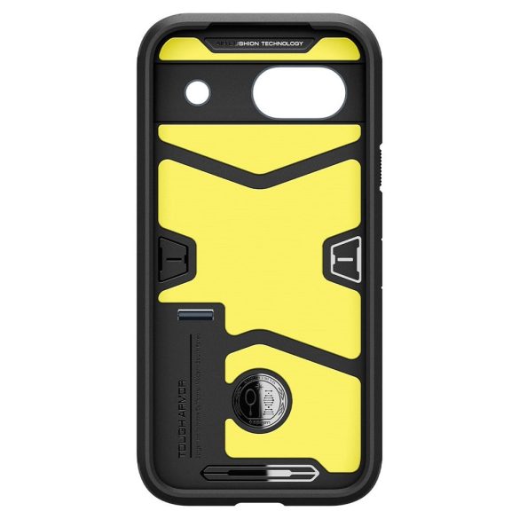 Google Pixel 8a, Szilikon tok + műanyag hátlap, kitámasztóval, Spigen Tough Armor, sötétkék