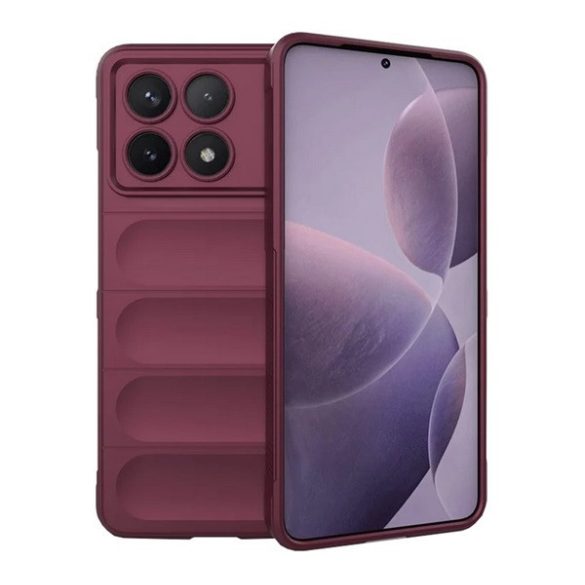 Xiaomi Redmi K70 / K70 Pro / Poco F6 Pro, Szilikon tok, közepesen ütésálló, 3D minta, bordó