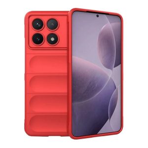 Xiaomi Redmi K70 / K70 Pro / Poco F6 Pro, Szilikon tok, közepesen ütésálló, 3D minta, piros