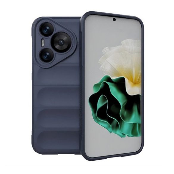 Huawei Pura 70, Szilikon tok, közepesen ütésálló, 3D minta, sötétkék