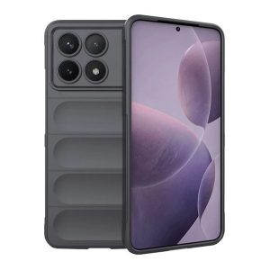 Xiaomi Redmi K70 / K70 Pro / Poco F6 Pro, Szilikon tok, közepesen ütésálló, 3D minta, sötétszürke