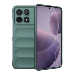 Xiaomi Redmi K70 / K70 Pro / Poco F6 Pro, Szilikon tok, közepesen ütésálló, 3D minta, sötétzöld