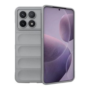 Xiaomi Redmi K70 / K70 Pro / Poco F6 Pro, Szilikon tok, közepesen ütésálló, 3D minta, világosszürke