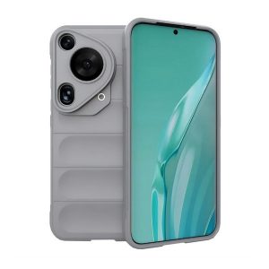 Huawei Pura 70 Ultra, Szilikon tok, közepesen ütésálló, 3D minta, világosszürke