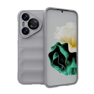 Huawei Pura 70, Szilikon tok, közepesen ütésálló, 3D minta, világosszürke