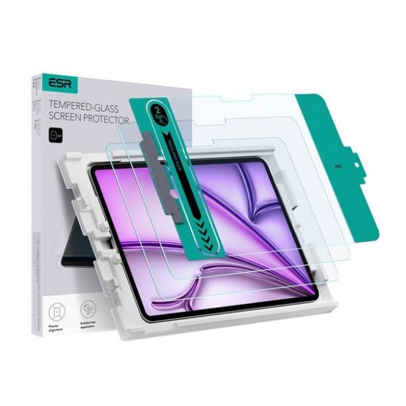 Apple iPad Air 13 (2024), Kijelzővédő fólia, ütésálló fólia, Tempered Glass (edzett üveg), ESR Glass, Clear, 2 db / csomag