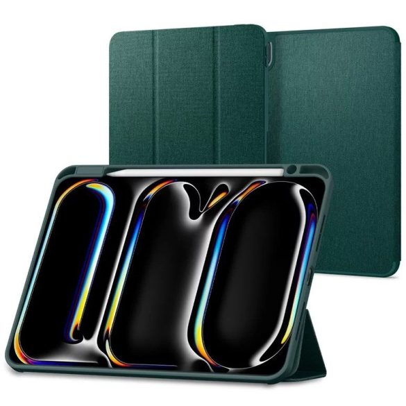 Apple iPad Pro 11 (2024), mappa tok, Smart Case, Spigen Urban Fit, sötétzöld