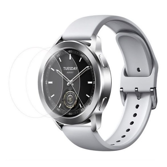 Xiaomi Watch S3, Kijelzővédő fólia, ütésálló fólia (az íves részre nem hajlik rá!), Tempered Glass (edzett üveg), Clear, 2 db / csomag
