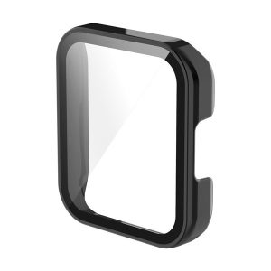 Xiaomi Redmi Watch 2 Lite, Műanyag védőkeret, kijelzővédő üveggel, közepesen ütésálló, szíj nélkül, fekete