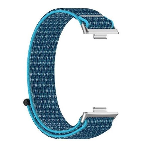 Huawei Watch Fit 3, textíl pótszíj, nylon, tépőzáras, állítható, légáteresztő, sötétkék