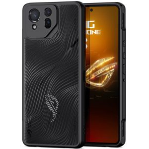 Asus ROG Phone 8 / 8 Pro, Műanyag hátlap védőtok + szilikon keret, hullám minta, Dux Ducis Aimo, áttetsző/fekete