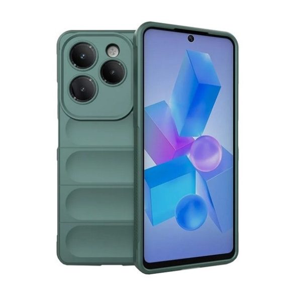 Infinix Hot 40 Pro, Szilikon tok, közepesen ütésálló, 3D minta, sötétzöld