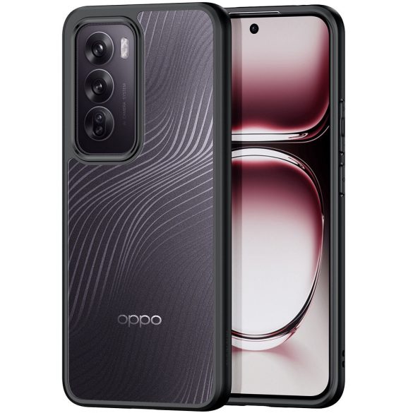 Oppo Reno12, Műanyag hátlap védőtok + szilikon keret, hullám minta, Dux Ducis Aimo, áttetsző/fekete