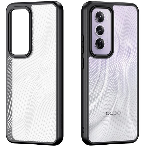 Oppo Reno12 Pro, Műanyag hátlap védőtok + szilikon keret, hullám minta, Dux Ducis Aimo, áttetsző/fekete