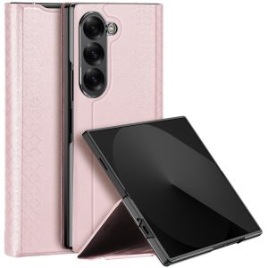 Samsung Galaxy Z Fold6 SM-F956B, Műanyag hátlap védőtok, bőr hátlap, Dux Ducis Bril, rózsaszín