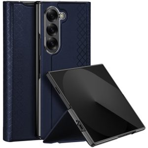 Samsung Galaxy Z Fold6 SM-F956B, Műanyag hátlap védőtok, bőr hátlap, Dux Ducis Bril, sötétkék